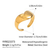 Wholesale Women's Casual Heart Shape Stainless Steel Diamondencrusted Open Ring With Pvd Furnace Vacuum Real Gold Plating