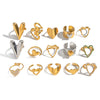 Wholesale Women's Casual Heart Shape Stainless Steel Diamondencrusted Open Ring With Pvd Furnace Vacuum Real Gold Plating