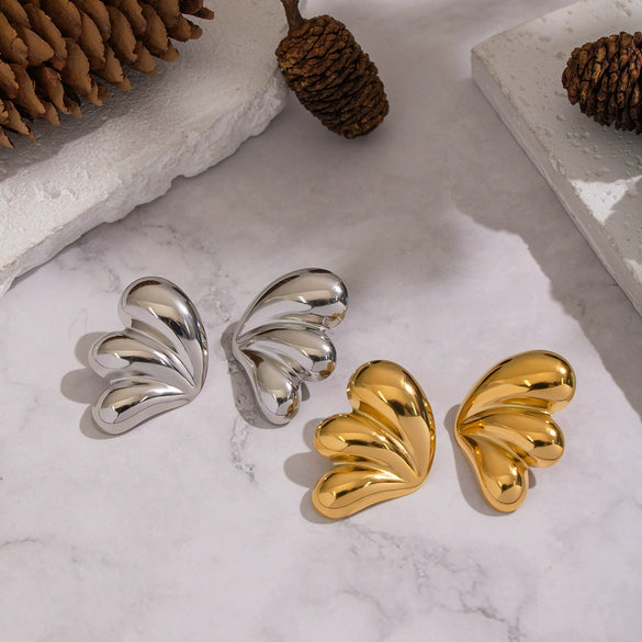 Wholesale Women's Casual Insect Pattern Stainless Steel Vacuum Real Gold Plated Earrings