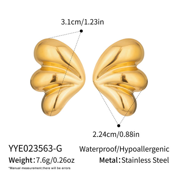 Wholesale Women's Casual Insect Pattern Stainless Steel Vacuum Real Gold Plated Earrings
