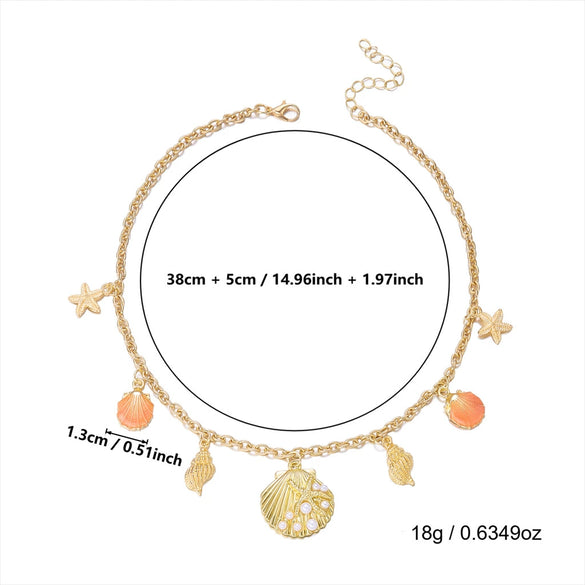 Wholesale Women's Casual Minimalist Electroplated Alloy Starfish Shell Dolphin Animal Pendant Necklace With Regular Chain