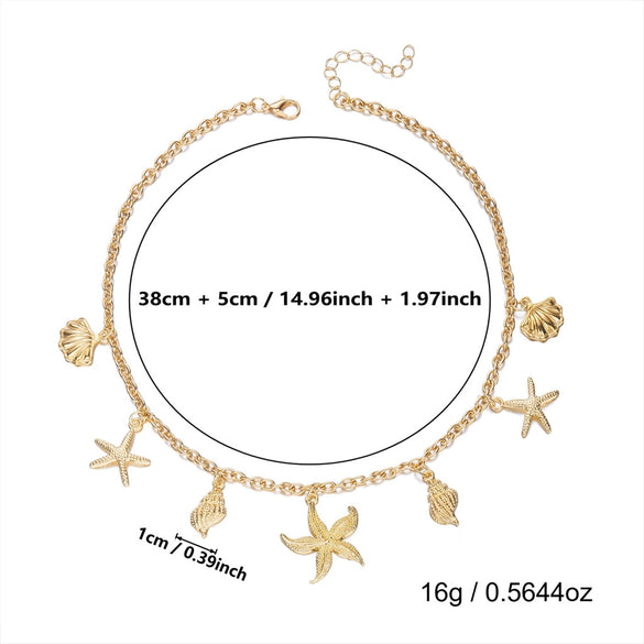 Wholesale Women's Casual Minimalist Electroplated Alloy Starfish Shell Dolphin Animal Pendant Necklace With Regular Chain