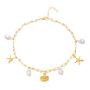 Wholesale Women's Casual Minimalist Geometric Alloy Electroplated Necklace With Starfish And Shell Design