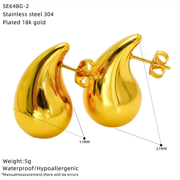 Wholesale Women's Casual Minimalist Geometric Drop Shape Stainless Steel Electroplated Earrings