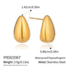 Wholesale Women's Casual Minimalist Geometric Dropshaped Stainless Steel Pvd Furnace Vacuum Real Gold Plated Earrings Jewelry Accessories