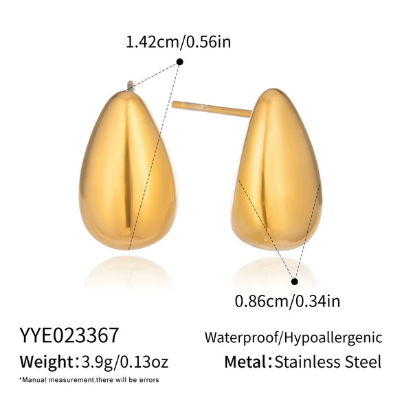 Wholesale Women's Casual Minimalist Geometric Dropshaped Stainless Steel Pvd Furnace Vacuum Real Gold Plated Earrings Jewelry Accessories