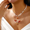Wholesale Women's Casual Minimalist Geometric Fake Pearl And Alloy Beaded Doublelayered Necklace With Electroplated Sun Pendant