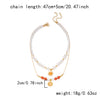 Wholesale Women's Casual Minimalist Geometric Fake Pearl And Alloy Beaded Doublelayered Necklace With Electroplated Sun Pendant