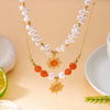 Wholesale Women's Casual Minimalist Geometric Fake Pearl And Alloy Beaded Doublelayered Necklace With Electroplated Sun Pendant