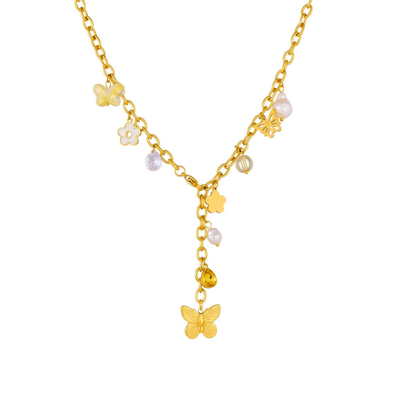 Wholesale Women's Casual Minimalist Goldplated Stainless Steel Star Pendant O Word Chain Necklace