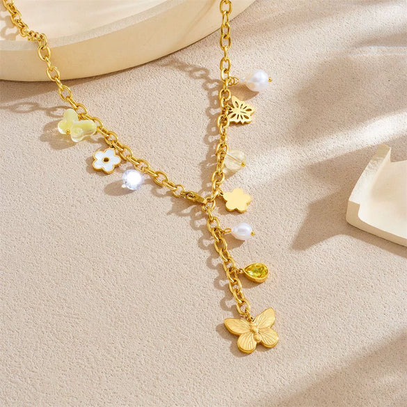 Wholesale Women's Casual Minimalist Goldplated Stainless Steel Star Pendant O Word Chain Necklace