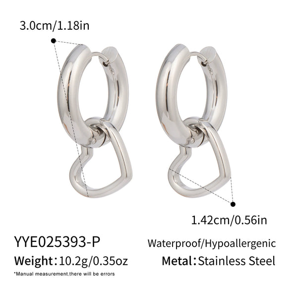 Wholesale Women's Casual Minimalist Heartshaped Stainless Steel Earrings With Pvd Furnace Vacuum Real Gold Plating