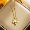 Wholesale Women's Casual Pearl Flower Titanium Steel Ochain Necklace With Ushaped Design And Electroplating Treatment