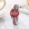 Wholesale Women's Casual Quartz Watch With Color Diamond Encrusted Round Alloy Case