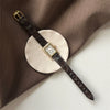 Wholesale Women's Casual Small Square Halfleather And Super Fiber Strap Watch With Roman Dial And Pointer Display
