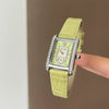 Wholesale Women's Casual Small Square Halfleather And Super Fiber Strap Watch With Roman Dial And Pointer Display