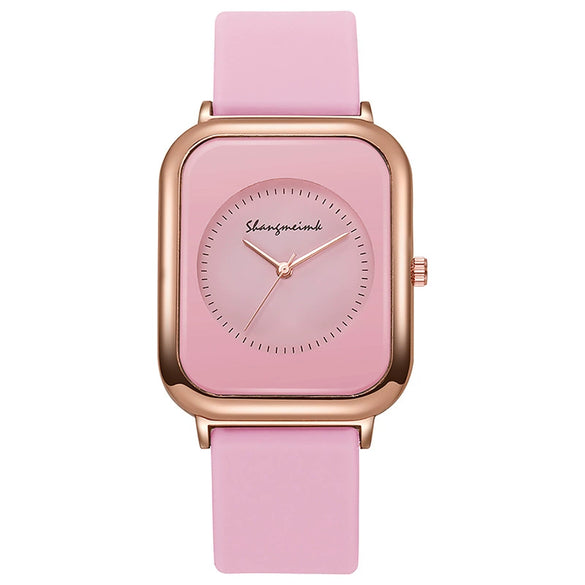Wholesale Women's Casual Square Fashion Quartz Watches With Alloy Case Silicone Band And Stainless Steel Buckle