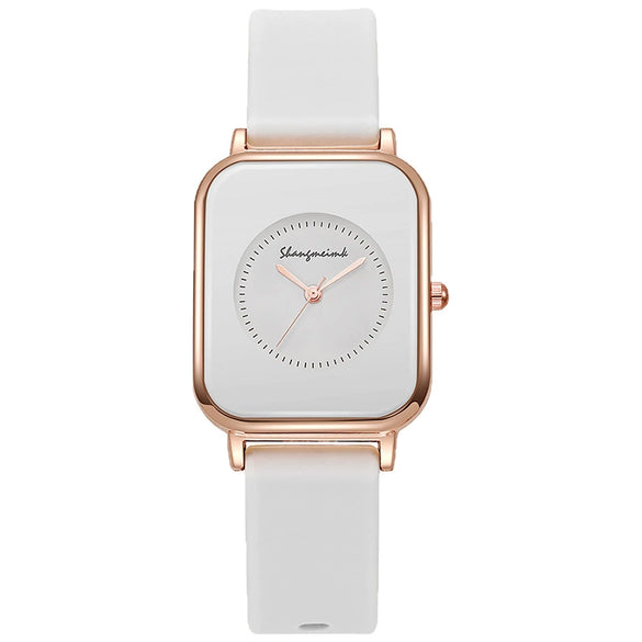 Wholesale Women's Casual Square Fashion Quartz Watches With Alloy Case Silicone Band And Stainless Steel Buckle
