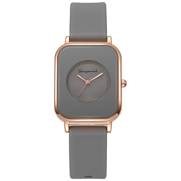 Wholesale Women's Casual Square Fashion Quartz Watches With Alloy Case Silicone Band And Stainless Steel Buckle