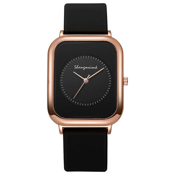Wholesale Women's Casual Square Fashion Quartz Watches With Alloy Case Silicone Band And Stainless Steel Buckle