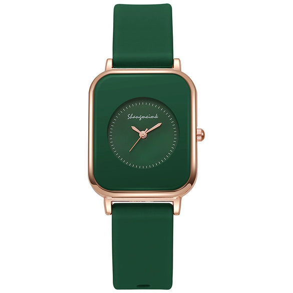 Wholesale Women's Casual Square Fashion Quartz Watches With Alloy Case Silicone Band And Stainless Steel Buckle