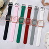 Wholesale Women's Casual Square Fashion Quartz Watches With Alloy Case Silicone Band And Stainless Steel Buckle