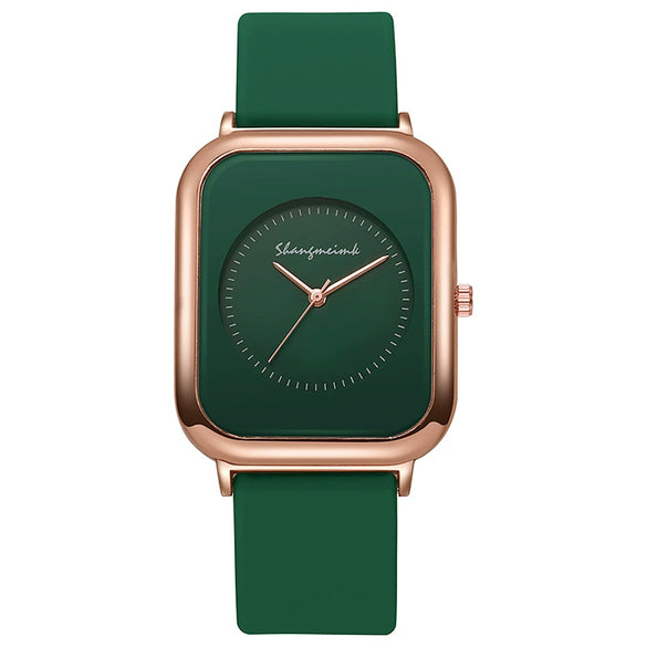 Wholesale Women's Casual Square Fashion Quartz Watches With Alloy Case Silicone Band And Stainless Steel Buckle