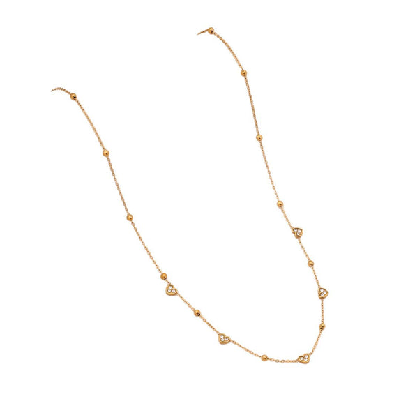Wholesale Women's Casual Stainless Steel Electroplated Heart Shape O Word Chain Clavicle Chain Jewelry