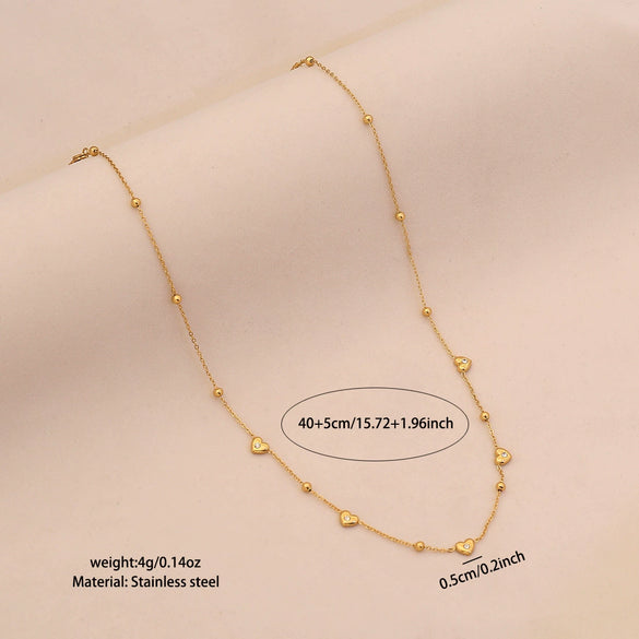 Wholesale Women's Casual Stainless Steel Electroplated Heart Shape O Word Chain Clavicle Chain Jewelry