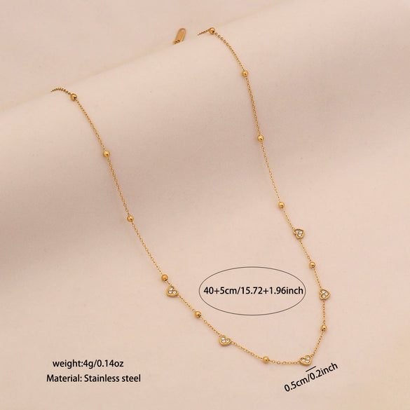 Wholesale Women's Casual Stainless Steel Electroplated Heart Shape O Word Chain Clavicle Chain Jewelry