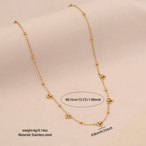 Wholesale Women's Casual Stainless Steel Electroplated Heart Shape O Word Chain Clavicle Chain Jewelry