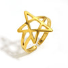 Wholesale Women's Casual Stainless Steel Electroplated 18K Gold Fivepointed Star Open Ring Hand Jewelry