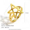Wholesale Women's Casual Stainless Steel Electroplated 18K Gold Fivepointed Star Open Ring Hand Jewelry