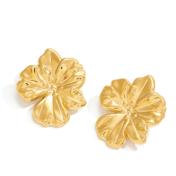Wholesale Women's Casual Stainless Steel Geometric Flower Electroplated Earrings