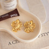 Wholesale Women's Casual Stainless Steel Geometric Flower Electroplated Earrings