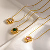 Wholesale Women's Casual Stainless Steel Geometric Flower Pendant Necklace With Pvd Furnace Vacuum Real Gold Plating And Round Snake Chain