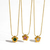Wholesale Women's Casual Stainless Steel Geometric Flower Pendant Necklace With Pvd Furnace Vacuum Real Gold Plating And Round Snake Chain