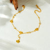 Wholesale Women's Casual Stainless Steel Goldplated Anklet With Hanging Tassel And Heart Shape Design