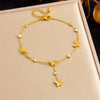 Wholesale Women's Casual Stainless Steel Goldplated Anklet With Hanging Tassel And Heart Shape Design