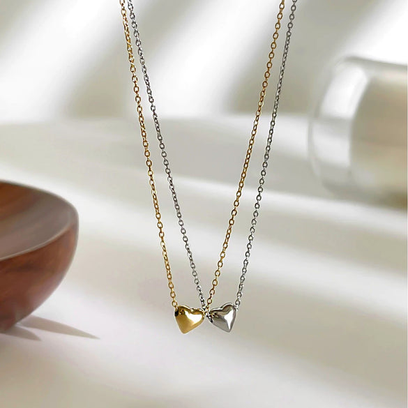 Wholesale Women's Casual Stainless Steel Heart Shape Polished Plating Pendant Necklace With Cross Chain