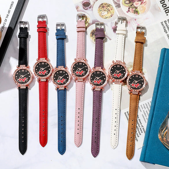 Wholesale Women's Casual Student Quartz Belt Watch Plastic Case Imitation Leather Strap Stainless Steel Buckle Round Dial