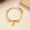 Wholesale Women's Casual Style Animal Zodiac Pattern Stainless Steel Electroplated Pearl Bracelet Jewelry