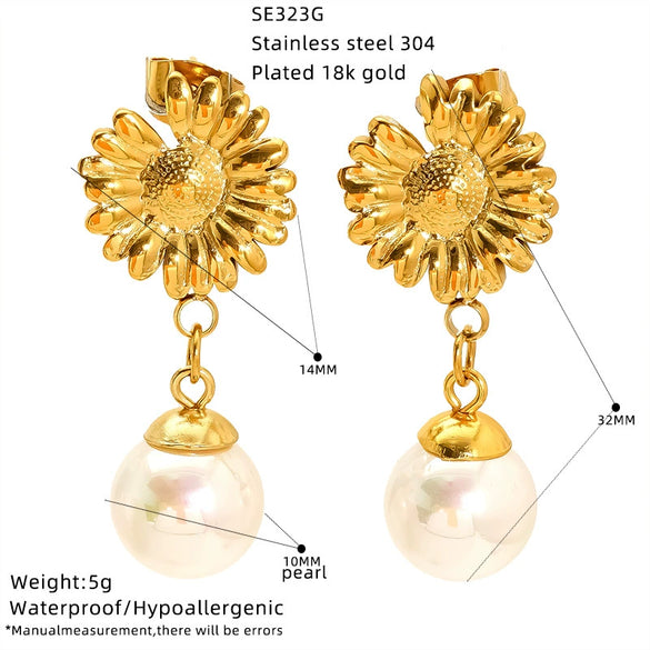 Wholesale Women's Casual Style Electroplated Titanium Steel Earrings With Flower Animal Zodiac Patterns
