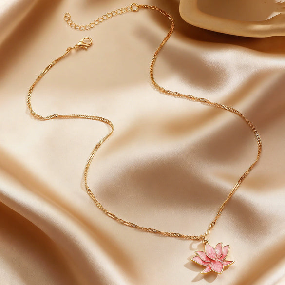 Wholesale Women's Casual Style Electroplated Zinc Alloy Flower Pattern Necklace