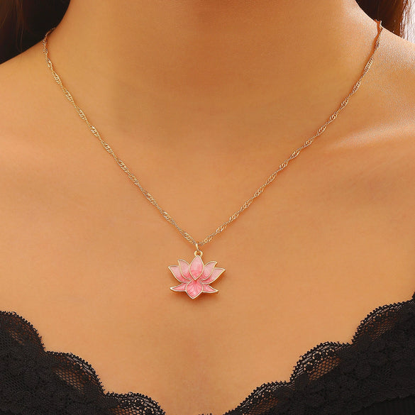 Wholesale Women's Casual Style Electroplated Zinc Alloy Flower Pattern Necklace