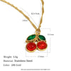 Wholesale Women's Casual Style Fruit Shape Stainless Steel Vacuum Plated In Furnace Earrings And Pendant Necklace Jewelry