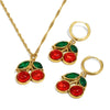 Wholesale Women's Casual Style Fruit Shape Stainless Steel Vacuum Plated In Furnace Earrings And Pendant Necklace Jewelry
