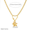 Wholesale Women's Casual Style Goldplated Stainless Steel Heartshaped Flower Pattern Pendant Necklace With Flat Cross Chain