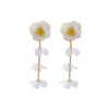 Wholesale Women's Casual Style Multilayer Chiffon Floral Earrings Zinc Alloy Hand Knitted Flower Shape