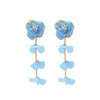 Wholesale Women's Casual Style Multilayer Chiffon Floral Earrings Zinc Alloy Hand Knitted Flower Shape